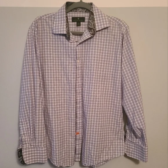 bristol and bull dress shirts Bristol & Bull Mens XL 17-17.5 34/35 Button Up Dress Shirt Blue Dots L/S Career